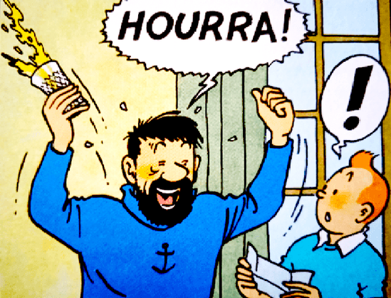 Captain Haddock in a celebratory mood.