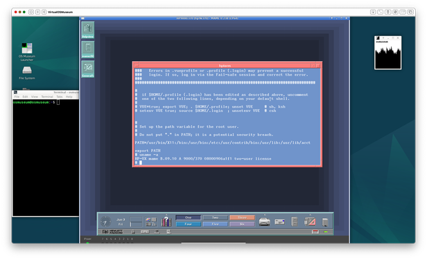 A screenshot of the Virtual OS Museum running HP-UX 9.01.