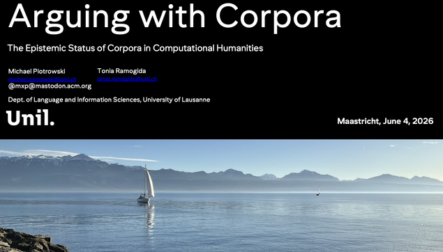 Title slide for the talk “Arguing with Corpora.”
