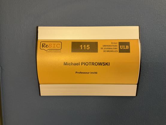 Door sign at ULB with my name.